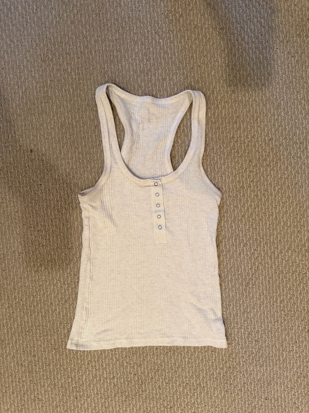Aerie Cream Crochet Henley Racerback Tank Top